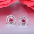 Wholesale fashion women earrings cz stone cute style rhodium plated earrings free sample